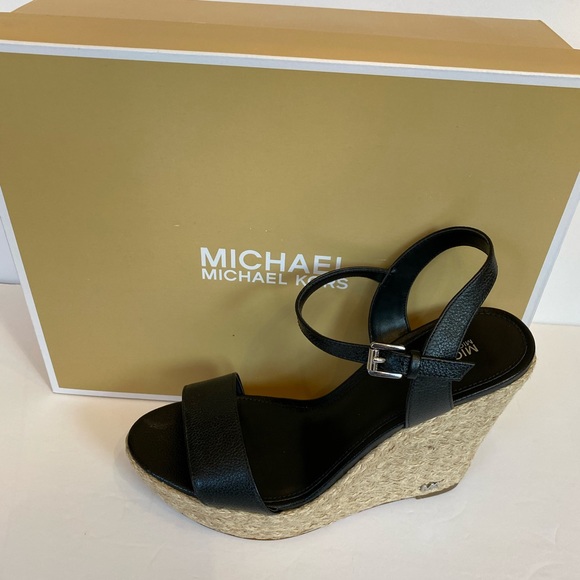 MICHAEL KORS JILL WEDGE LEATHER SANDAL SIZE:8.5 - Picture 8 of 12